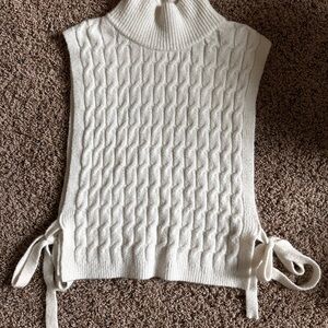H&M Cable Knit Sleeveless Turtleneck Vest - Cream